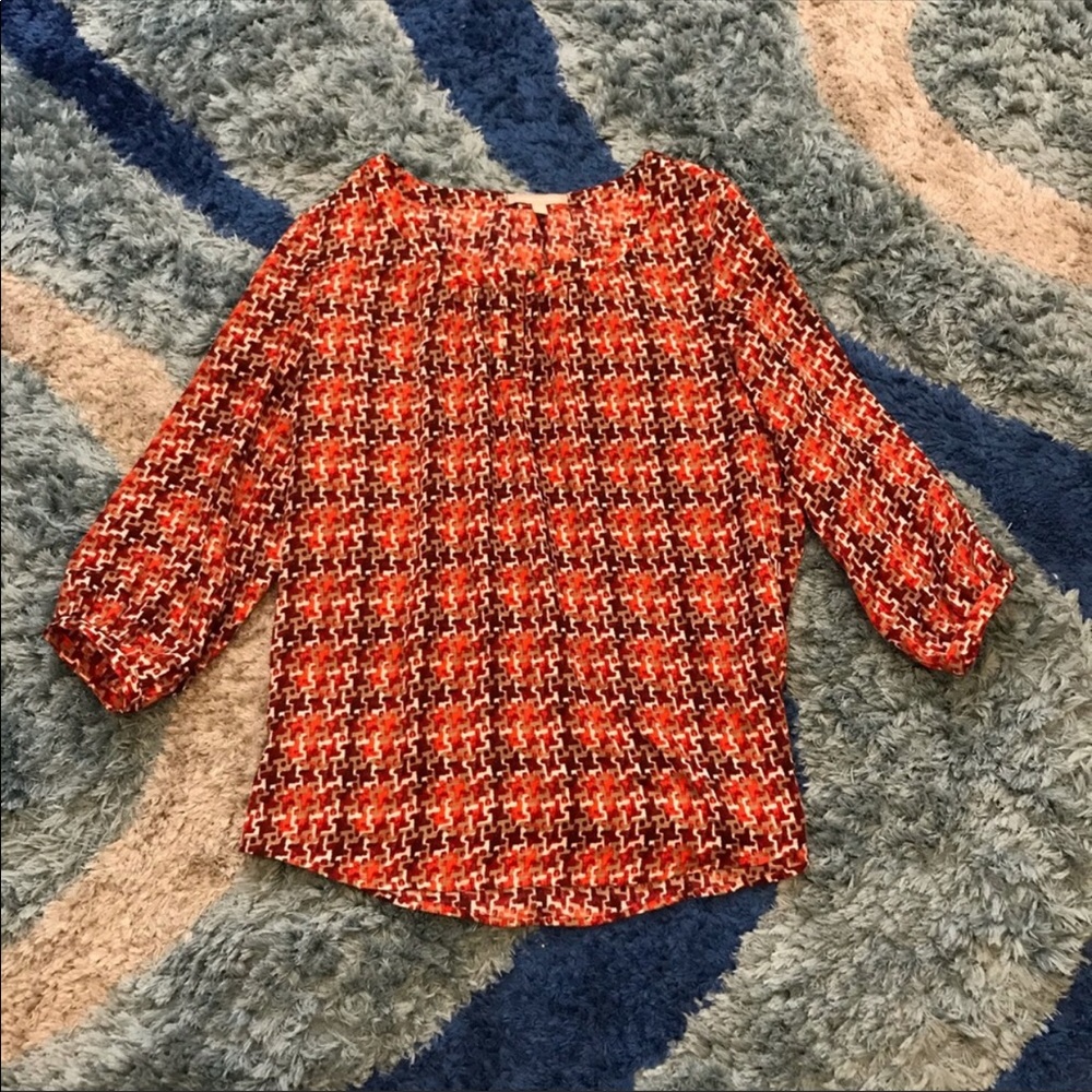 Banana Republic 3/4 sleeved orange and red top